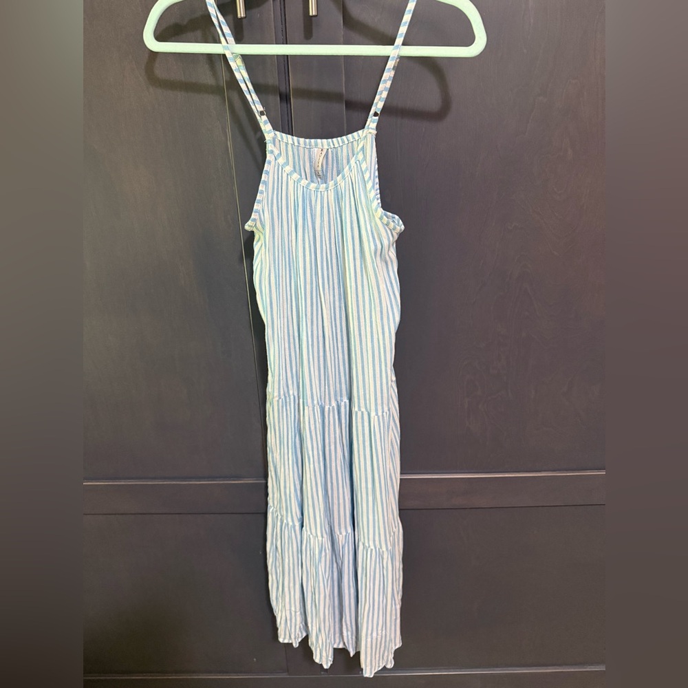 Raviya Blue and White Striped Kids Dress